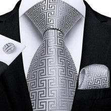 Load image into Gallery viewer, Luxury Blue Silk Design Wedding Tie For Men Necktie Pocket Square Cufflink Set Formal Business Meeting Necktie For Men