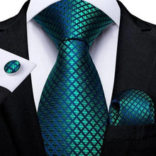 Load image into Gallery viewer, Luxury Blue Silk Design Wedding Tie For Men Necktie Pocket Square Cufflink Set Formal Business Meeting Necktie For Men