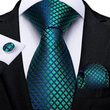 Load image into Gallery viewer, Luxury Blue Silk Design Wedding Tie For Men Necktie Pocket Square Cufflink Set Formal Business Meeting Necktie For Men