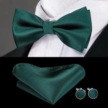 Load image into Gallery viewer, Luxury Butterfly Beige Silk Bow Ties For Men Gentlemens Cufflinks Set Elegant Design Wedding Party Bowties For Tuxedo Excellent Gift For Prom