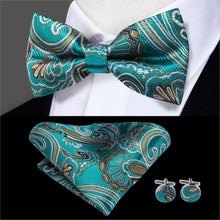 Load image into Gallery viewer, Luxury Butterfly Beige Silk Bow Ties For Men Gentlemens Cufflinks Set Elegant Design Wedding Party Bowties For Tuxedo Excellent Gift For Prom
