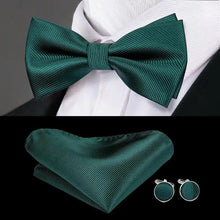 Load image into Gallery viewer, Luxury Butterfly Beige Silk Bow Ties For Men Gentlemens Cufflinks Set Elegant Design Wedding Party Bowties For Tuxedo Excellent Gift For Prom