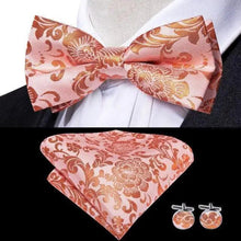 Load image into Gallery viewer, Luxury Butterfly Beige Silk Bow Ties For Men Gentlemens Cufflinks Set Elegant Design Wedding Party Bowties For Tuxedo Excellent Gift For Prom