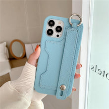Load image into Gallery viewer, Luxury Card Holder Wrist Strap Leather Wallet Case For iphone 12 13 14 14pro 13Pro Max Mini Protective Cover Wallet Case With Leather Adjustable Hand Strap Phone Cover