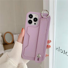Load image into Gallery viewer, Luxury Card Holder Wrist Strap Leather Wallet Case For iphone 12 13 14 14pro 13Pro Max Mini Protective Cover Wallet Case With Leather Adjustable Hand Strap Phone Cover