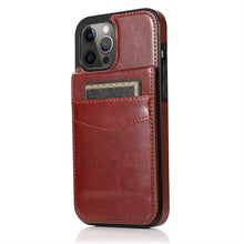 Load image into Gallery viewer, Luxury Cards Case For iPhone 14 13 12 Mini 11 Pro Max Durable Leather Strong Stand Holder Phone Cover Magnetic Flip Case For Women Girls With Card Holder Secure Card Holder