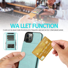 Load image into Gallery viewer, Luxury Cards Case For iPhone 14 13 12 Mini 11 Pro Max Durable Leather Strong Stand Holder Phone Cover Magnetic Flip Case For Women Girls With Card Holder Secure Card Holder