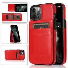 Load image into Gallery viewer, Luxury Cards Case For iPhone 14 13 12 Mini 11 Pro Max Durable Leather Strong Stand Holder Phone Cover Magnetic Flip Case For Women Girls With Card Holder Secure Card Holder