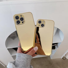 Load image into Gallery viewer, Luxury Clear Back Mirror Shock-Absorption Anti-Scratch Bright Reflection Protective Case Cover Silver Golden Mirror Shockproof Case for iPhone 14 13 12 Pro Max 11 X XR XS 8Plus iphone Hard Back Cover