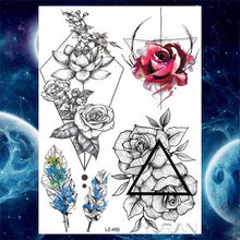 Load image into Gallery viewer, Luxury Colorful Flower Lavender Waterproof Temporary Tattoos Animals Arm Chest Tattoo Stickers Elegant Summer Style For Womens Mens