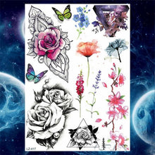 Load image into Gallery viewer, Luxury Colorful Flower Lavender Waterproof Temporary Tattoos Animals Arm Chest Tattoo Stickers Elegant Summer Style For Womens Mens
