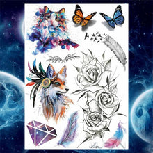 Load image into Gallery viewer, Luxury Colorful Flower Lavender Waterproof Temporary Tattoos Animals Arm Chest Tattoo Stickers Elegant Summer Style For Womens Mens