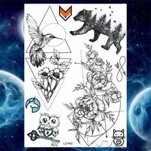 Load image into Gallery viewer, Luxury Colorful Flower Lavender Waterproof Temporary Tattoos Animals Arm Chest Tattoo Stickers Elegant Summer Style For Womens Mens