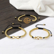 Load image into Gallery viewer, Luxury Copper Beads Pendant Beaded Bracelet Adjustable Life Tree Word Heart Shape Alloy Charm Bangles Couple Wrist Gold Bracelets For Women Bracelet Set Stretch Stackable Bracelets