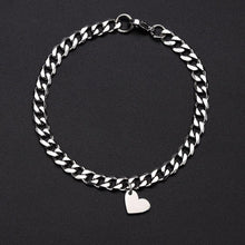 Load image into Gallery viewer, Luxury Couple Heart-Shaped Bracelet For Couples Stainless Steel Chain Mens And Womens Charm Stainless Steel Chain Bracelet Silver Fashion Cuban Link Adjustable Bracelet