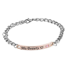 Load image into Gallery viewer, Luxury Couple Titanium Steel Alloy King Queen Bracelet Alloy Pendant Lover Letter Bracelet Attraction Distance Relationship Couples Bracelet For Men Women Bracelets Matching Link Chain Elegant Bracelets
