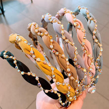 Load image into Gallery viewer, Luxury Crystal Rhinestone Cross Hair Bands For Girls Women Chiffon Stylish Headwear Korean Hair Bands Hoop New Fashion Gorgeous Hair Accessories For Women