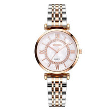 Load image into Gallery viewer, Luxury Crystal Women Bracelet Watches Fashion Diamond Quartz Watch Steel Wristwatch Stainless Steel Metal Women's Wrist Watch Two Tone Fashion Elegant Diamond Analog Quartz Watch Gift For Woman