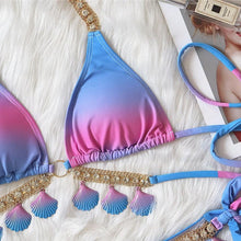 Load image into Gallery viewer, Luxury Diamond Bikini Halter Push Up Swimwear Women's Beach Bikini Crystal Side Bottom Triangle Bikini Halter Swimsuits Women Swimsuit Female Strappy Bikini Set Summer Party Bathing Suit Beachwear