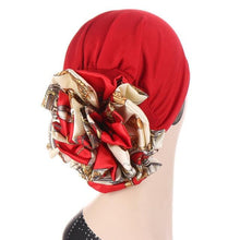 Load image into Gallery viewer, Luxury Elegant Bonnet Lightweight Soft Big Black Flower Elastic Elegant Hijab Caps Turban Africa Lightweight Headtie Head Scarf Soft Wrap Hat For Women