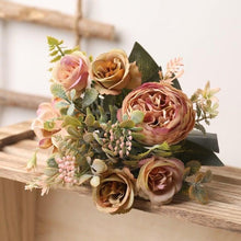 Load image into Gallery viewer, Luxury Fake Flowers Artificial Silk Roses High Quality Big Bouquet For Office Parties Bridal and Wedding Decoration Artificial Rose Flowers Bouquet Silk Flowers Rose for Home Bridal Wedding Party Festival Decor