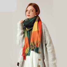 Load image into Gallery viewer, Luxury Fashion Autumn Winter Soft Warm Scarf Plaid Colorful Hijabs Cashmere Scarves Warm Soft Bandana Women's Lightweight Scarves Elegant Echarpe Escharpe Soft Wool Elegant Tassel For Women