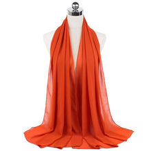 Load image into Gallery viewer, Luxury Fashion Long Soft Solid Chiffon Scarf Head Wrap Echarpe Shawl Lightweight Headscarf Instant Ready To Wear Elegant Hijab Scarf Wrap Muslim Shawl Islamic Hijabs Arab Wrap Head Scarves For Women
