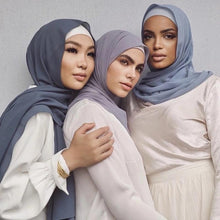 Load image into Gallery viewer, Luxury Fashion Long Soft Solid Chiffon Scarf Head Wrap Echarpe Shawl Lightweight Headscarf Instant Ready To Wear Elegant Hijab Scarf Wrap Muslim Shawl Islamic Hijabs Arab Wrap Head Scarves For Women