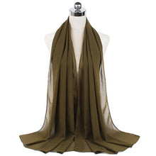 Load image into Gallery viewer, Luxury Fashion Long Soft Solid Chiffon Scarf Head Wrap Echarpe Shawl Lightweight Headscarf Instant Ready To Wear Elegant Hijab Scarf Wrap Muslim Shawl Islamic Hijabs Arab Wrap Head Scarves For Women