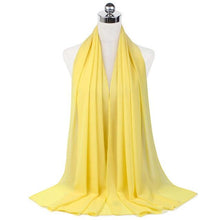 Load image into Gallery viewer, Luxury Fashion Long Soft Solid Chiffon Scarf Head Wrap Echarpe Shawl Lightweight Headscarf Instant Ready To Wear Elegant Hijab Scarf Wrap Muslim Shawl Islamic Hijabs Arab Wrap Head Scarves For Women