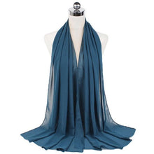 Load image into Gallery viewer, Luxury Fashion Long Soft Solid Chiffon Scarf Head Wrap Echarpe Shawl Lightweight Headscarf Instant Ready To Wear Elegant Hijab Scarf Wrap Muslim Shawl Islamic Hijabs Arab Wrap Head Scarves For Women