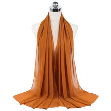 Load image into Gallery viewer, Luxury Fashion Long Soft Solid Chiffon Scarf Head Wrap Echarpe Shawl Lightweight Headscarf Instant Ready To Wear Elegant Hijab Scarf Wrap Muslim Shawl Islamic Hijabs Arab Wrap Head Scarves For Women