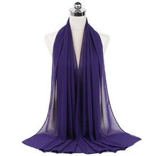 Load image into Gallery viewer, Luxury Fashion Long Soft Solid Chiffon Scarf Head Wrap Echarpe Shawl Lightweight Headscarf Instant Ready To Wear Elegant Hijab Scarf Wrap Muslim Shawl Islamic Hijabs Arab Wrap Head Scarves For Women