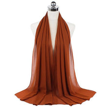 Load image into Gallery viewer, Luxury Fashion Long Soft Solid Chiffon Scarf Head Wrap Echarpe Shawl Lightweight Headscarf Instant Ready To Wear Elegant Hijab Scarf Wrap Muslim Shawl Islamic Hijabs Arab Wrap Head Scarves For Women