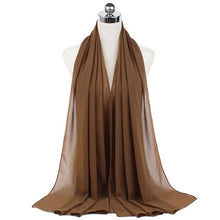 Load image into Gallery viewer, Luxury Fashion Long Soft Solid Chiffon Scarf Head Wrap Echarpe Shawl Lightweight Headscarf Instant Ready To Wear Elegant Hijab Scarf Wrap Muslim Shawl Islamic Hijabs Arab Wrap Head Scarves For Women
