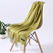 Load image into Gallery viewer, Luxury Fashion Winter Solid Colorful Soft Scarf Hijabs Tassels Long Warm Shawls Hijabs Lightweight Scarfs Scarves Cashmere Elegant Hijabs Scarves Wraps For Women