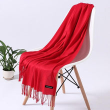 Load image into Gallery viewer, Luxury Fashion Winter Solid Colorful Soft Scarf Hijabs Tassels Long Warm Shawls Hijabs Lightweight Scarfs Scarves Cashmere Elegant Hijabs Scarves Wraps For Women
