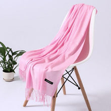 Load image into Gallery viewer, Luxury Fashion Winter Solid Colorful Soft Scarf Hijabs Tassels Long Warm Shawls Hijabs Lightweight Scarfs Scarves Cashmere Elegant Hijabs Scarves Wraps For Women