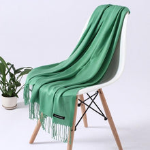 Load image into Gallery viewer, Luxury Fashion Winter Solid Colorful Soft Scarf Hijabs Tassels Long Warm Shawls Hijabs Lightweight Scarfs Scarves Cashmere Elegant Hijabs Scarves Wraps For Women