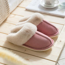 Load image into Gallery viewer, Luxury Faux Suede Home Women Full Fur Slippers Winter Warm Plush Bedroom Non-Slip Couples Shoes Indoor Furry Slippers Memory Foam Fluffy Soft Warm Slip On House Slippers Anti-Skid Cozy Plush For Indoor Outdoor