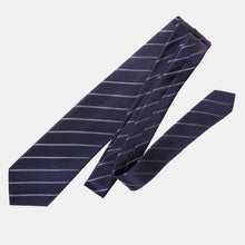 Load image into Gallery viewer, Esino - Silk Jacquard Tie - Midnight Blue and Silver