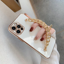 Load image into Gallery viewer, Luxury Glossy Gold Color Metal Coin Bracelet Chain Protective Case Cover For iPhone Soft Case for iPhone 13 12 Pro Max 14 11 pro max X XS XR 7 8 Plus Cover