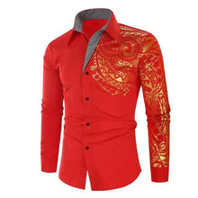 Load image into Gallery viewer, Luxury Gold Black Shirt Men New Slim Fit Long Sleeve
