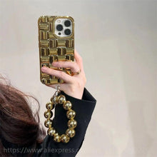 Load image into Gallery viewer, Luxury Gold Plating Electroplated Bracelet Cute Compatible with iPhone Diamond Case Luxury Sparkle Glitter Rhinestone Phone Case For iPhone 14 13 Promax 11 12 Pro Max Mini Xs Max XR 8 7 Plus Mirror Cover
