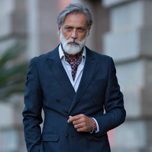 Load image into Gallery viewer, Barberini - Silk Ascot Cravat Tie - Navy and Red