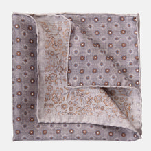 Load image into Gallery viewer, Pascal - Double Sided Silk Pocket Square - Grey & Bronze