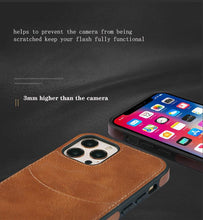 Load image into Gallery viewer, Luxury Leather Card Retro Case for iPhone 14 13 12 Mini 11 Pro Max X XR XS Slim Soft Cover for 14 Max Built-in Metal Plate for Magnetic Mounting & Card Holder Phone Case