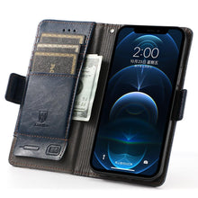 Load image into Gallery viewer, Luxury Leather Case For iPhone 13 11 12 14 Pro Max Mini Wallet Pocket Flip Case Cover Vintage Luxury Genuine Leather Fashion Business Classic Flip Case For Men