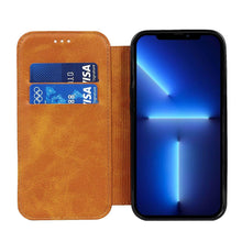 Load image into Gallery viewer, Luxury Leather Case Protect Cover For iPhone 13 12 Mini 11 Pro Max X XR XS Max Stand Flip Wallet Leather Magnetic Shockproof Flip Cover Classic Men Business Brown Phone Case