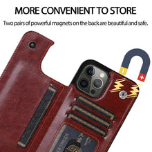 Load image into Gallery viewer, Luxury Leather Cover For iPhone 14 12 13 Mini 11 Pro XR XS Max 6 6s 7 8 Plus 5 5s Wallet Phone Card Slot Flip PU Leather Kickstand Card Slots Case Double Magnetic Clasp Durable Shockproof Cover For iPhone